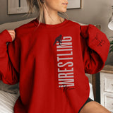 Personalized Wrestling Mom on a Sweatshirt With Mascot, Icon, and Wrestler Name on Sleeve on a Sweatshirt
