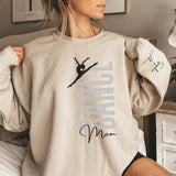 Personalized Dance Mom on a Sweatshirt With Mascot, Icon, and Dancer Name on Sleeve on a Sweatshirt