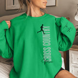 Personalized Cross Country Mom on a Sweatshirt With Mascot, Icon, and Cross Country Runner Name on Sleeve on a Sweatshirt