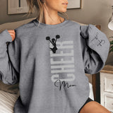 Personalized Cheer Mom on a Sweatshirt With Mascot, Icon, and Cheerleader Name on Sleeve on a Sweatshirt