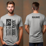 Band Dad Vertical Flag With Musician Name on a Men's T-Shirt with a Black Graphic