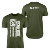 Band Dad Vertical Flag With Musician Name on a Men's T-Shirt with a White Graphic