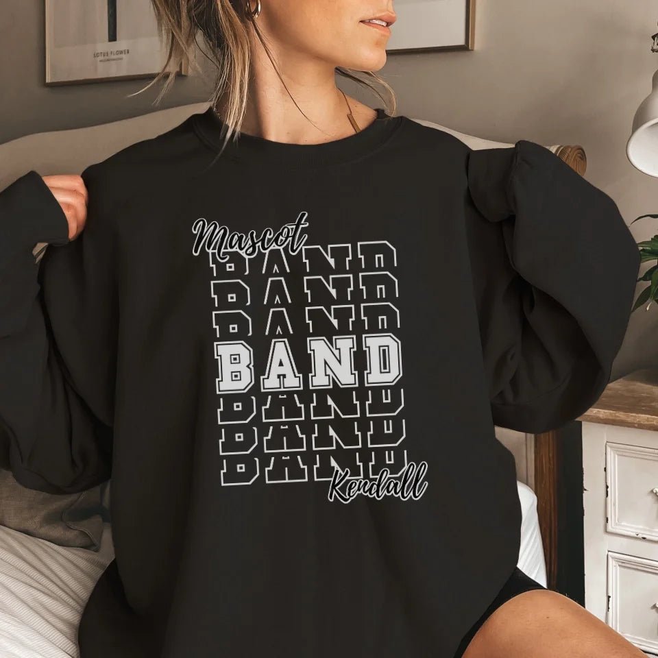 Custom Band on a Sweatshirt With Mascot and Musician Name on a Sweatshirt