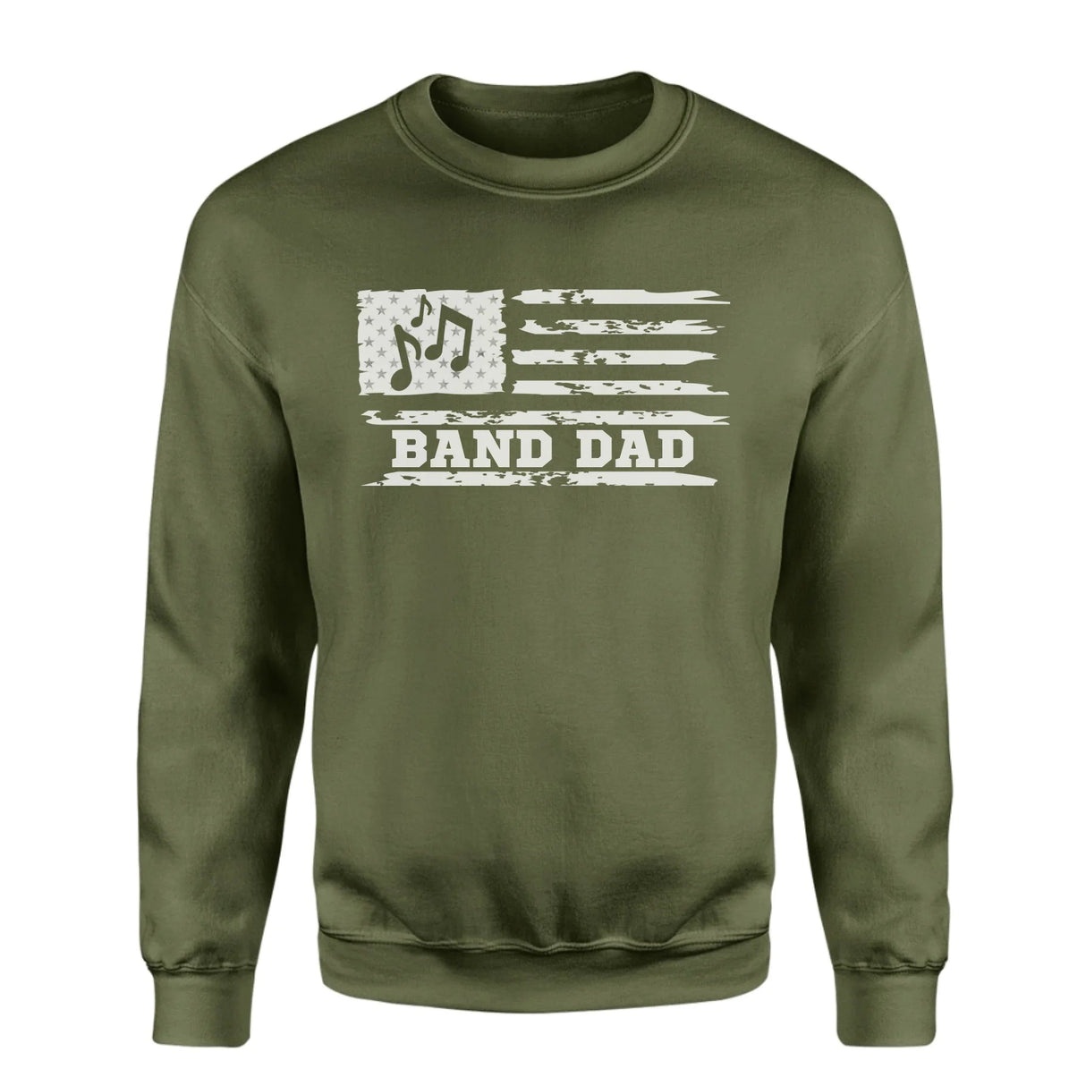 Band Dad Horizontal Flag on a Sweatshirt with a White Graphic