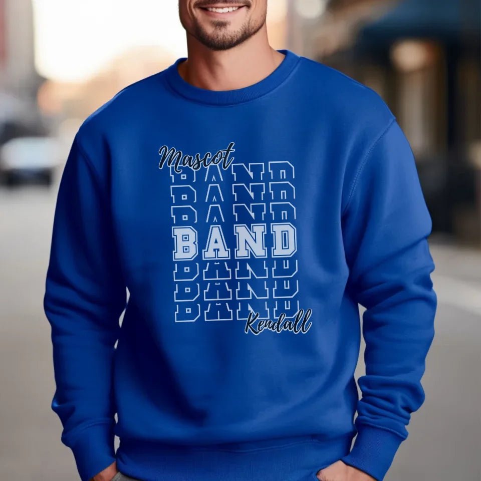 Custom Band on a Sweatshirt With Mascot and Musician Name on a Sweatshirt