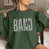 Personalized Band on a Sweatshirt With Modern Bold Design and Musician Name on Sleeve on a Sweatshirt