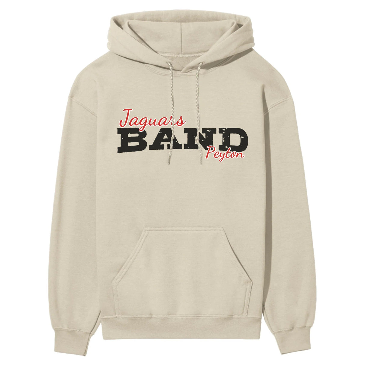 Custom Band Mascot and Musician Name on a Hoodie with a Black Graphic