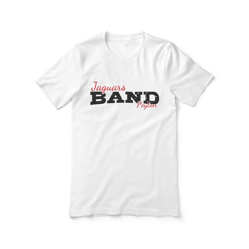 Custom Band Mascot and Musician Name on a Unisex T-Shirt with a Black Graphic