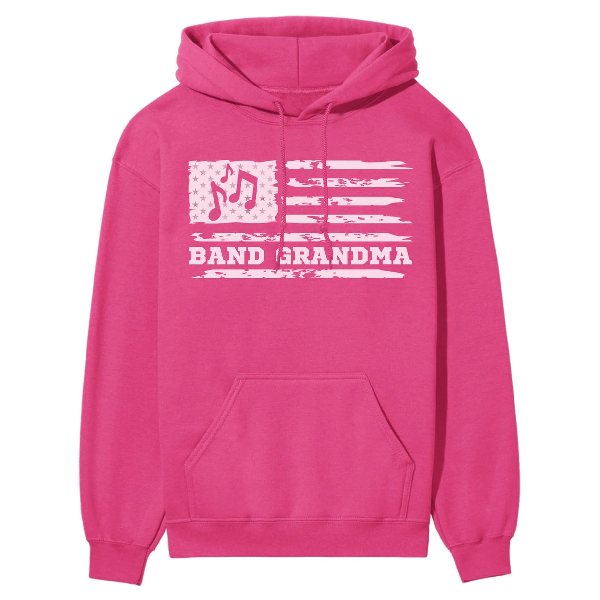 Band Grandma Horizontal Flag on a Hoodie with a White Graphic