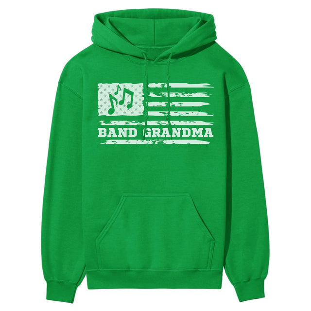 Band Grandma Horizontal Flag on a Hoodie with a White Graphic