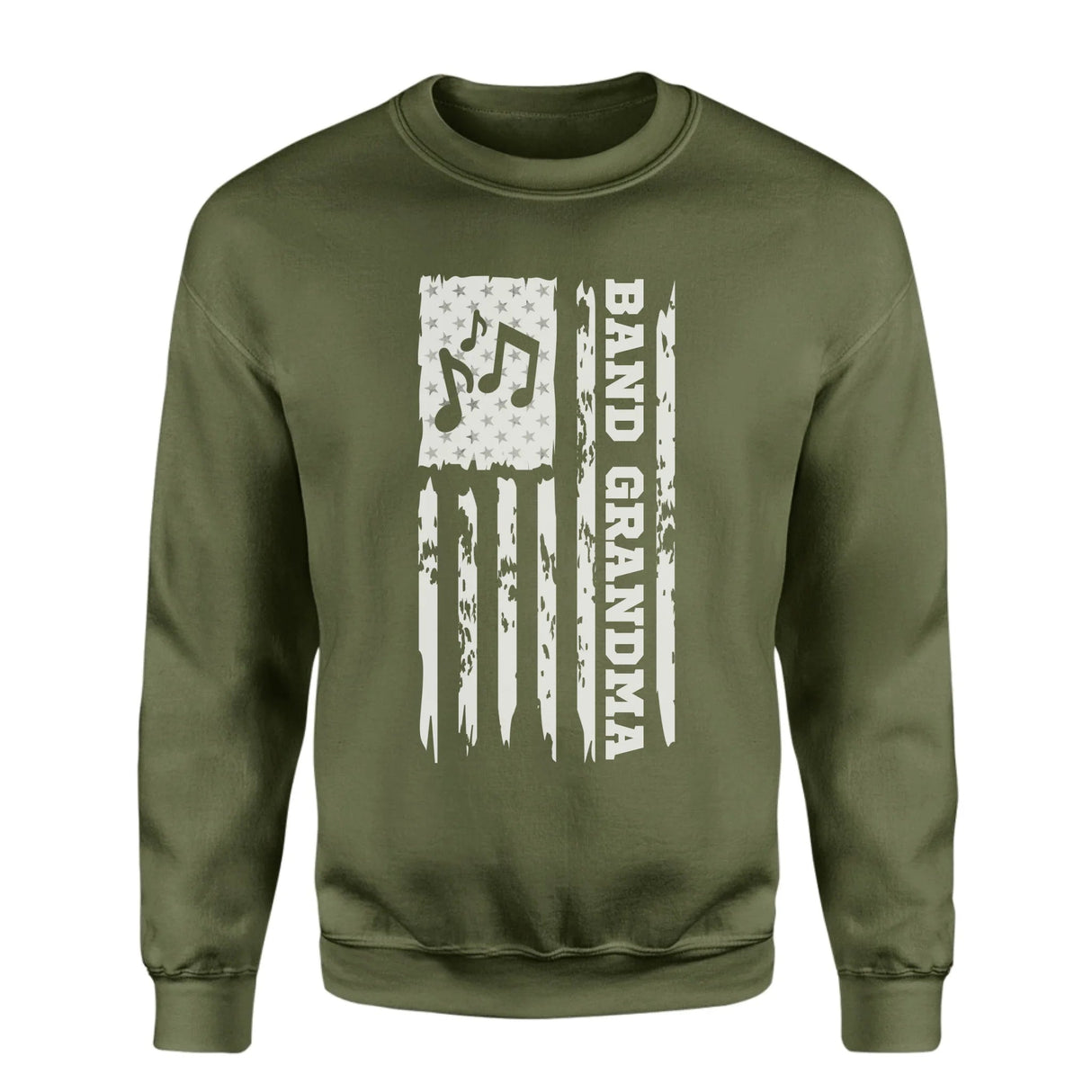 Band Grandma Vertical Flag on a Sweatshirt with a White Graphic