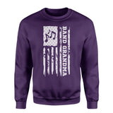 Band Grandma Vertical Flag on a Sweatshirt with a White Graphic