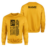 Band Grandpa Vertical Flag With Musician Name on a Sweatshirt with a Black Graphic