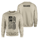 Band Grandpa Vertical Flag With Musician Name on a Sweatshirt with a Black Graphic
