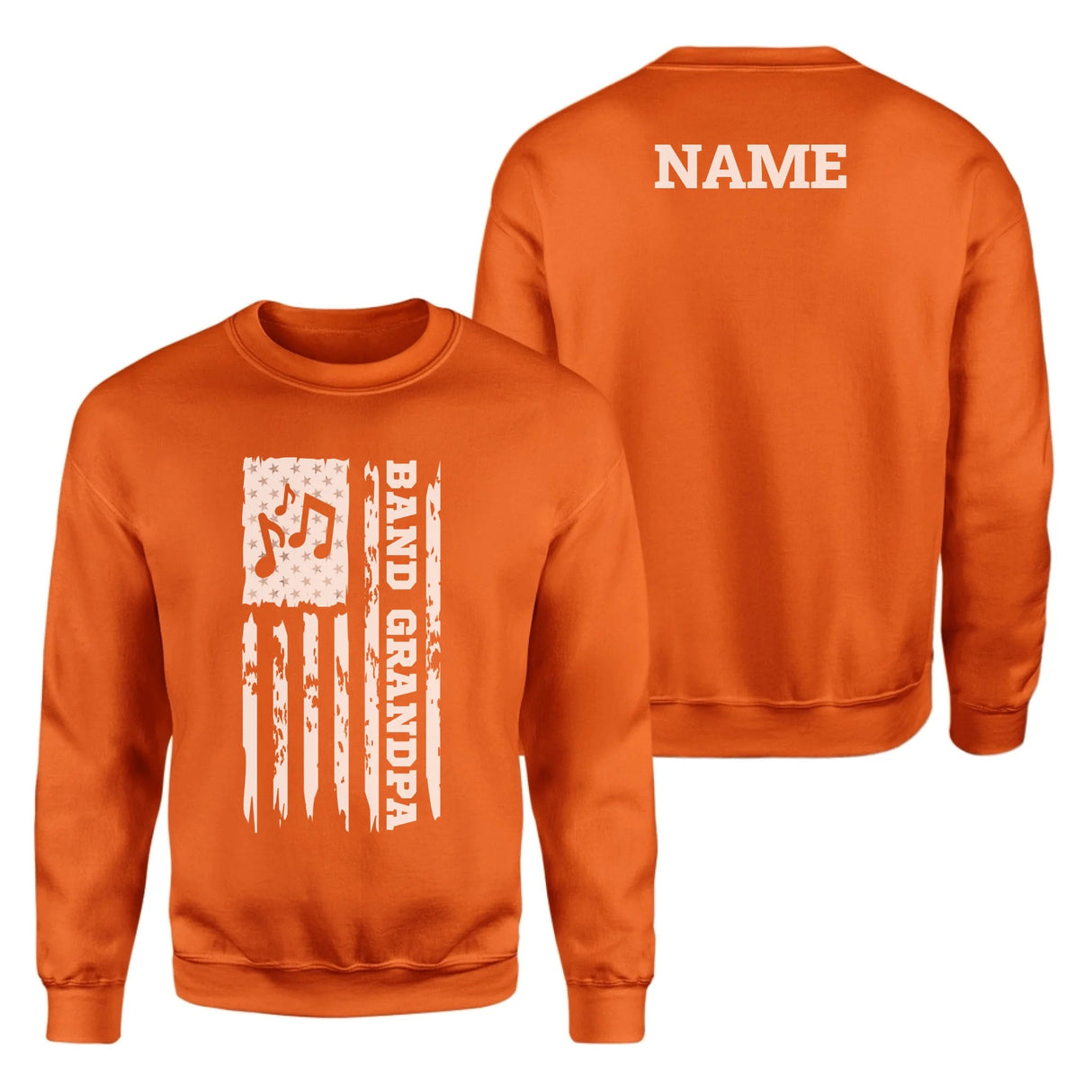 Band Grandpa Vertical Flag With Musician Name on a Sweatshirt with a White Graphic