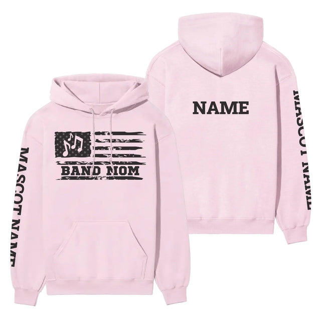 Band Mom Horizontal Flag With Musician Name on a Hoodie with a Black Graphic