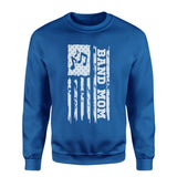Band Mom Vertical Flag on a Sweatshirt with a White Graphic