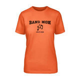 Band Mom with Musician Icon and Musician Name on a Unisex T-Shirt with a Black Graphic