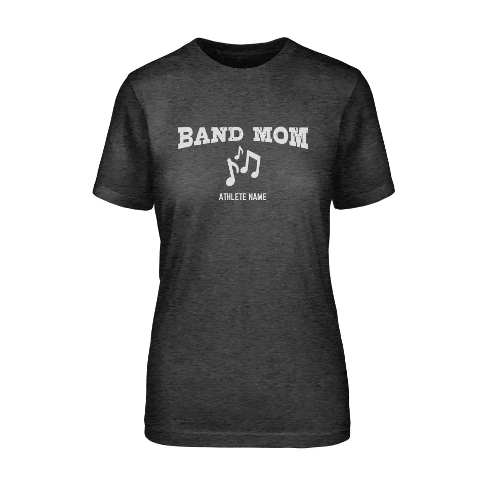 Band Mom with Musician Icon and Musician Name on a Unisex T-Shirt with a White Graphic