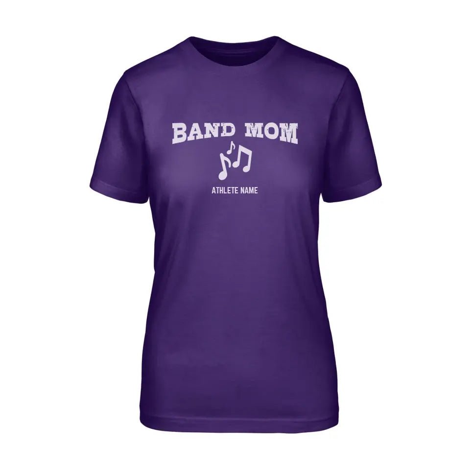 Band Mom with Musician Icon and Musician Name on a Unisex T-Shirt with a White Graphic