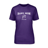 Band Mom with Musician Icon and Musician Name on a Unisex T-Shirt with a White Graphic