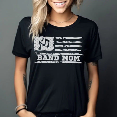 Band Mom Horizontal Flag on a Unisex T-Shirt with a White Graphic