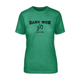 Band Mom with Musician Icon and Musician Name on a Unisex T-Shirt with a Black Graphic