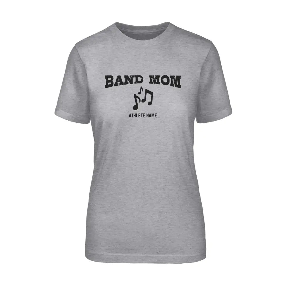 Band Mom with Musician Icon and Musician Name on a Unisex T-Shirt with a Black Graphic