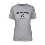 Band Mom with Musician Icon and Musician Name on a Unisex T-Shirt with a Black Graphic