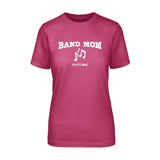 Band Mom with Musician Icon and Musician Name on a Unisex T-Shirt with a White Graphic