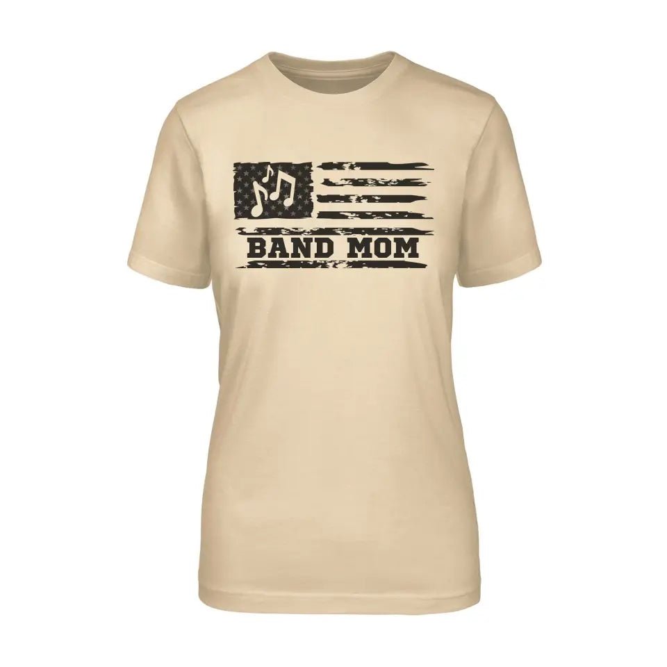 Band Mom Horizontal Flag on a Unisex T-Shirt with a Black Graphic