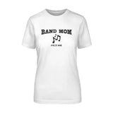 Band Mom with Musician Icon and Musician Name on a Unisex T-Shirt with a Black Graphic