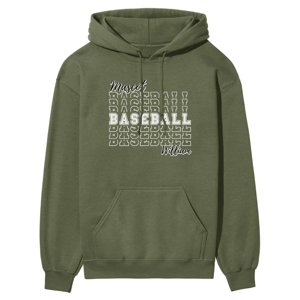 Custom Baseball on a Sweatshirt With Mascot and Baseball Player Name on a Hoodie