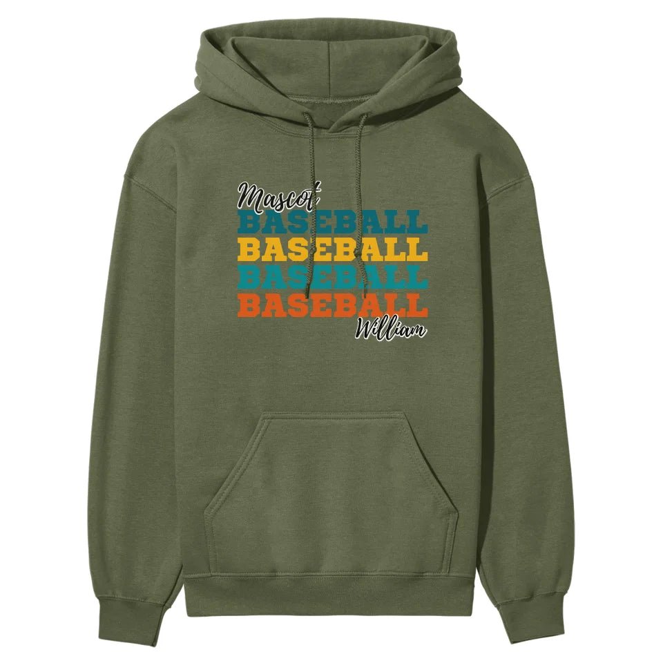 Personalized Baseball Baseball Baseball on a Hoodie With Mascot and Baseball Player Name on a Hoodie