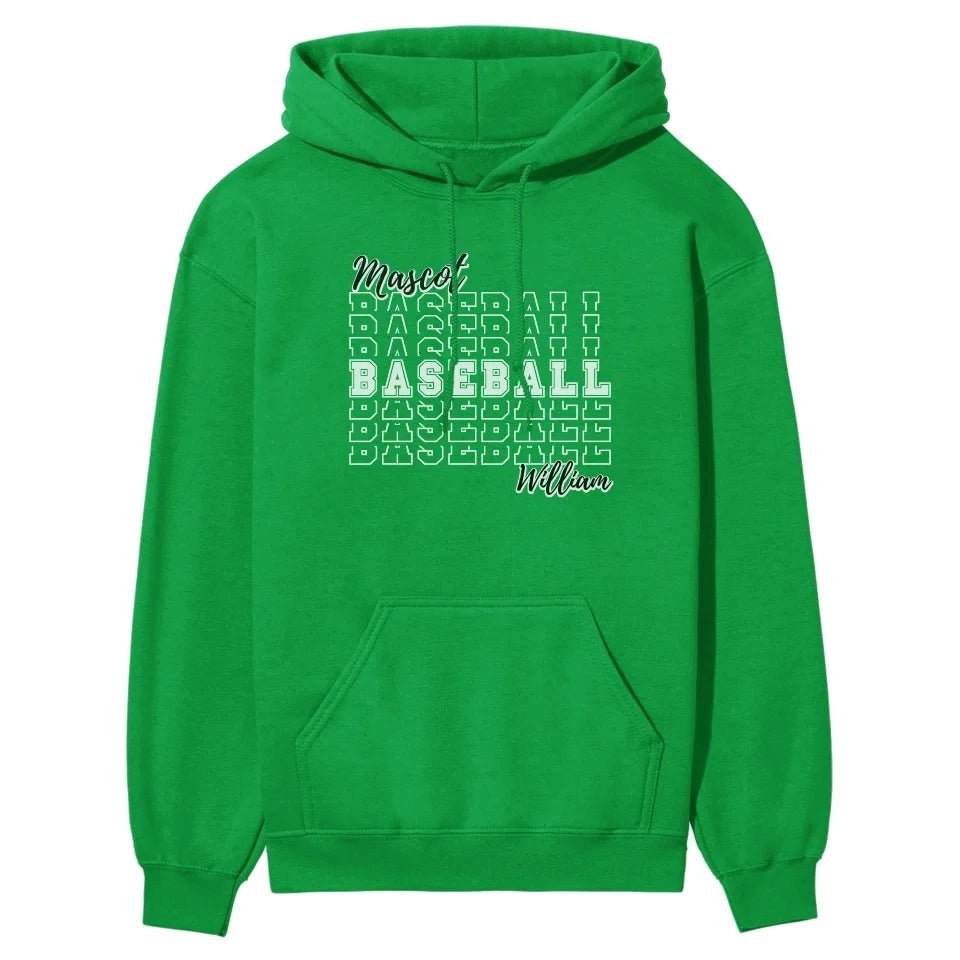 Custom Baseball on a Sweatshirt With Mascot and Baseball Player Name on a Hoodie