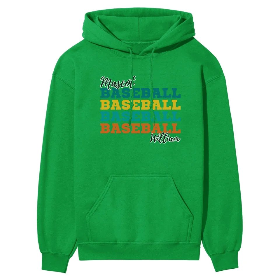 Personalized Baseball Baseball Baseball on a Hoodie With Mascot and Baseball Player Name on a Hoodie