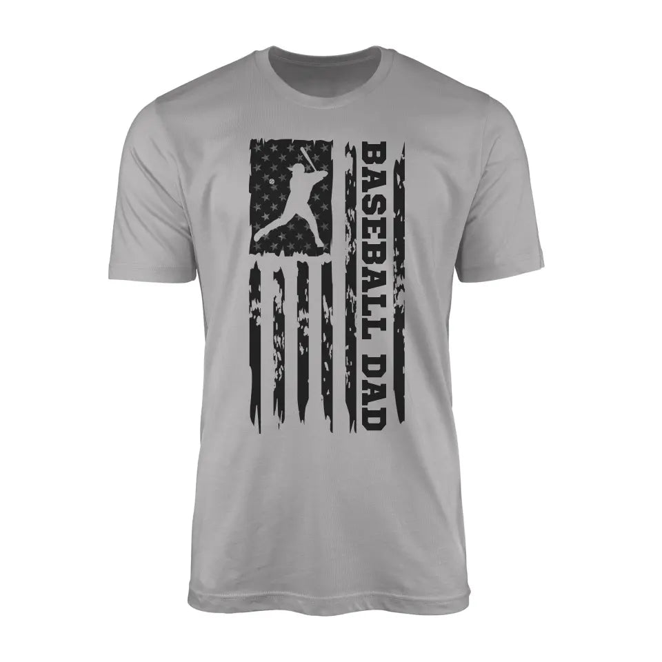 Baseball Dad Vertical Flag on a Men's T-Shirt with a Black Graphic