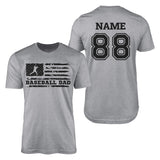 Baseball Dad Horizontal Flag With Baseball Player Name on a Men's T-Shirt with a Black Graphic