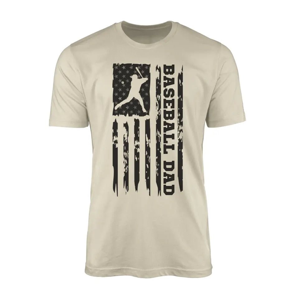 Baseball Dad Vertical Flag on a Men's T-Shirt with a Black Graphic