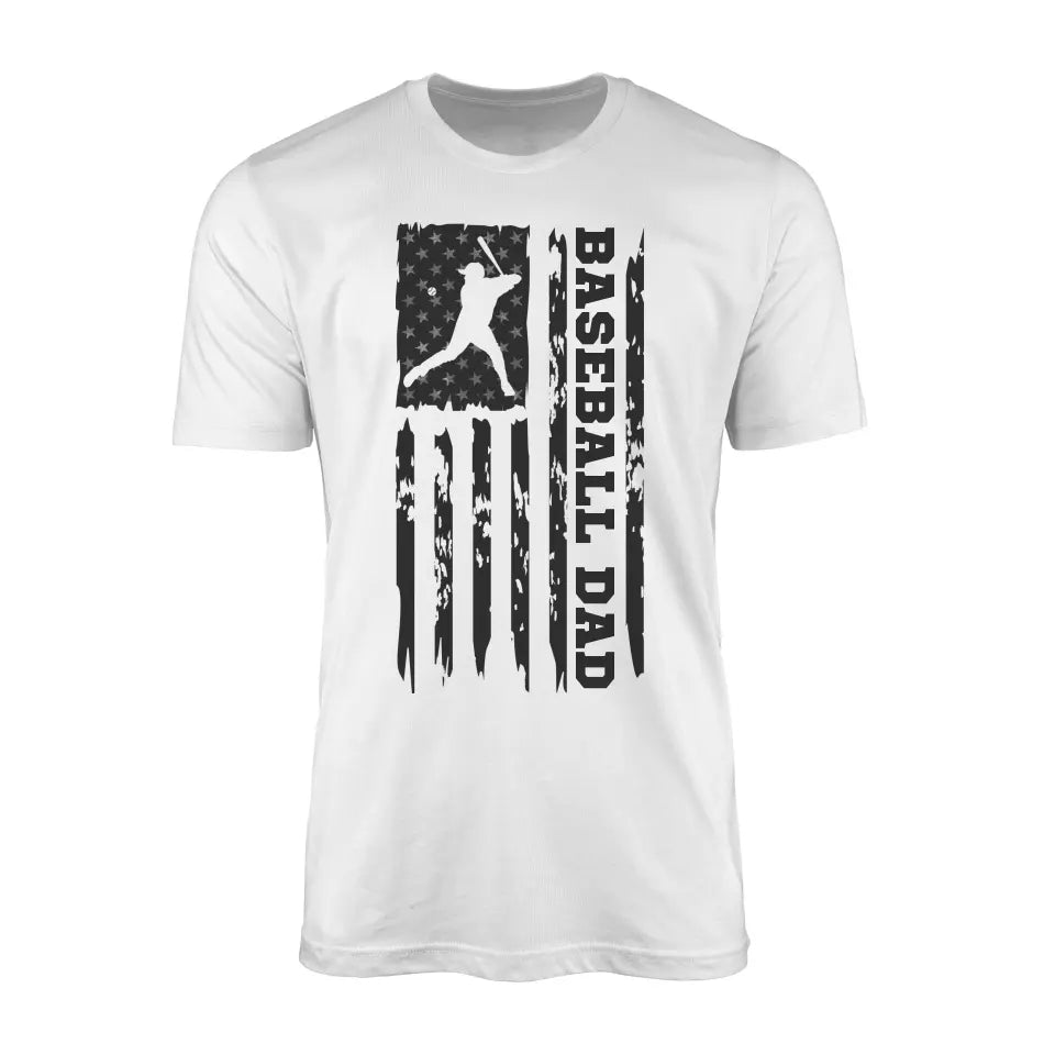 Baseball Dad Vertical Flag on a Men's T-Shirt with a Black Graphic