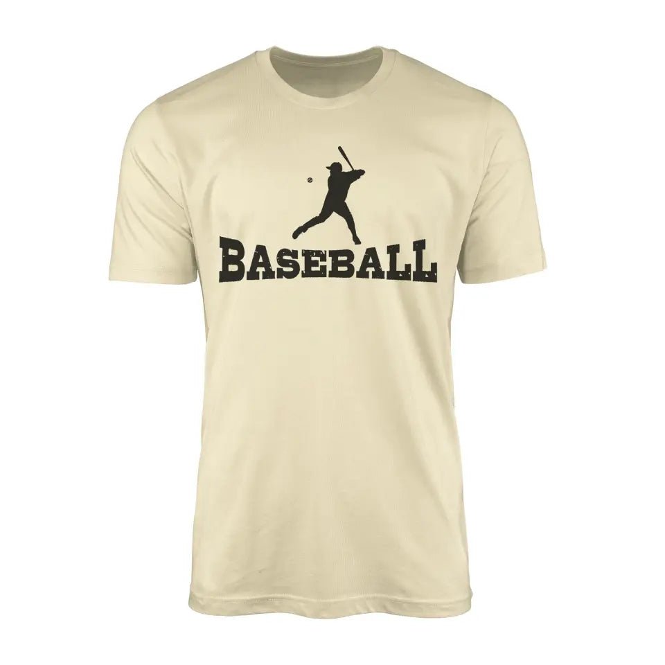 Basic Baseball with Baseball Player Icon on a Men's T-Shirt with a Black Graphic