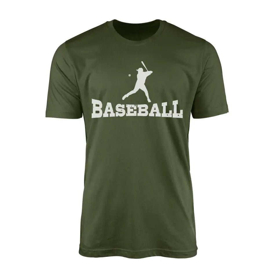 Basic Baseball with Baseball Player Icon on a Men's T-Shirt with a White Graphic