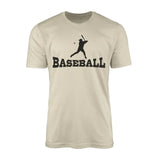 Basic Baseball with Baseball Player Icon on a Men's T-Shirt with a Black Graphic