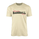 Custom Baseball Mascot and Baseball Player Name on a Men's T-Shirt with a Black Graphic