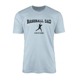 Baseball Dad with Baseball Player Icon and Baseball Player Name on a Men's T-Shirt with a Black Graphic