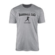 Baseball Dad with Baseball Player Icon and Baseball Player Name on a Men's T-Shirt with a Black Graphic