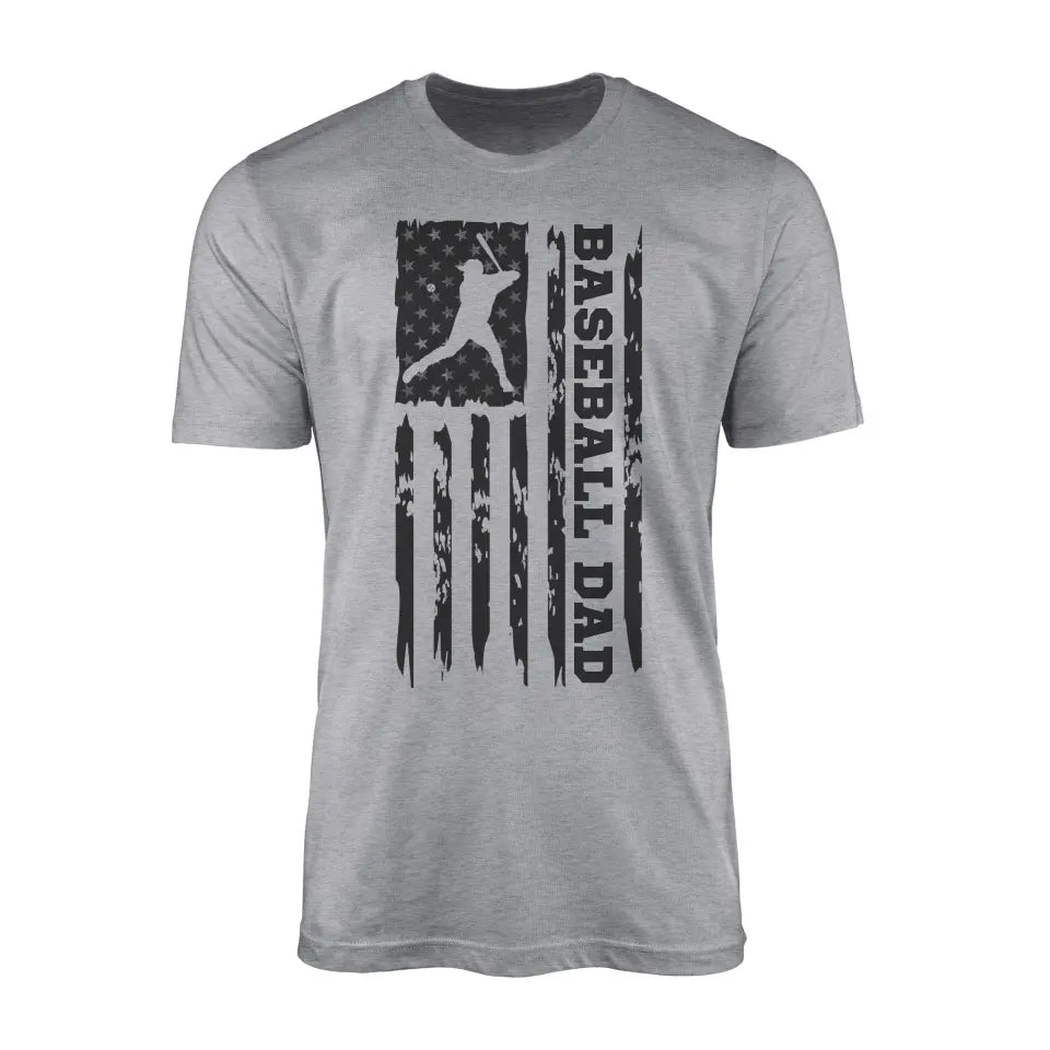 Baseball Dad Vertical Flag on a Men's T-Shirt with a Black Graphic