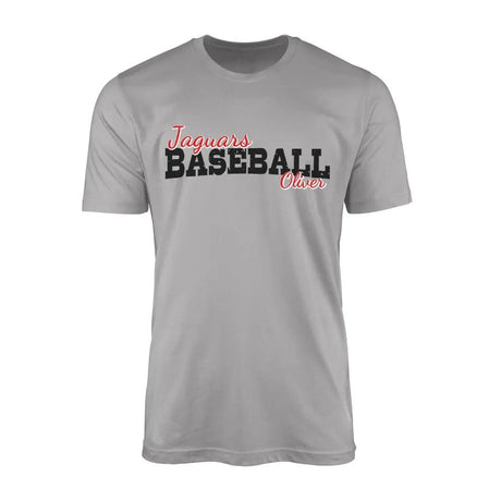 Custom Baseball Mascot and Baseball Player Name on a Men's T-Shirt with a Black Graphic