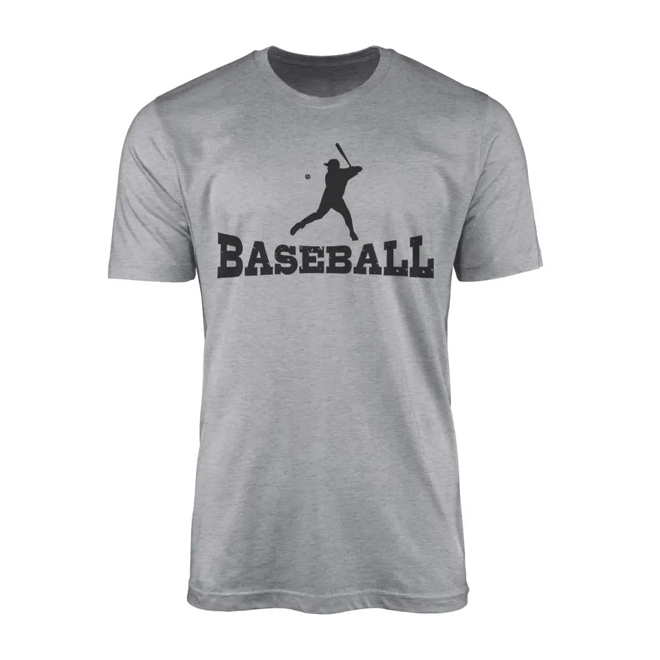 Basic Baseball with Baseball Player Icon on a Men's T-Shirt with a Black Graphic