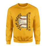 Personalized Baseball on a Sweatshirt With Team and Baseball Player Name on a Sweatshirt